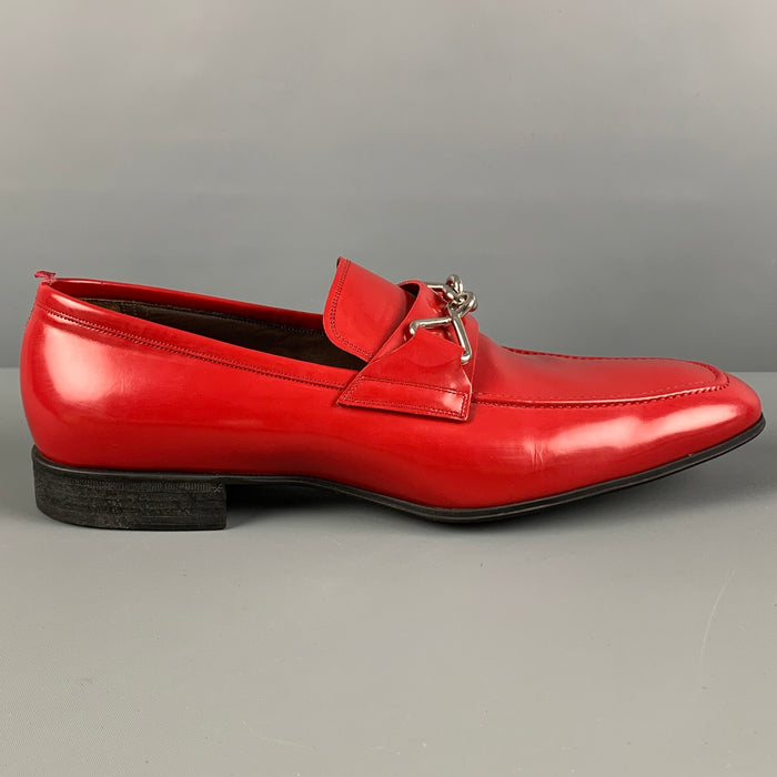 BALLY Size 10 Red Leather Slip On Loafers