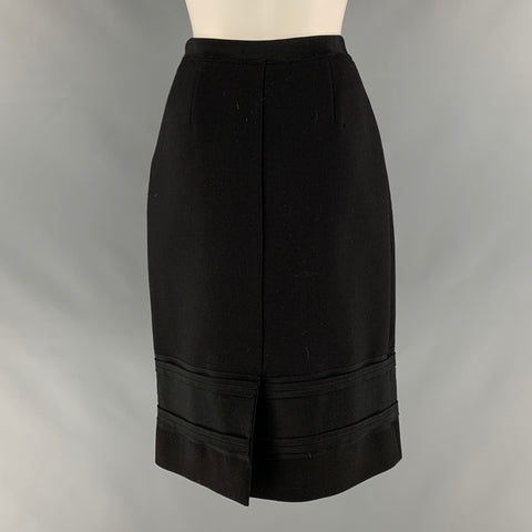 PRADA Taille 6 Jupe crayon en laine noire longueur genou