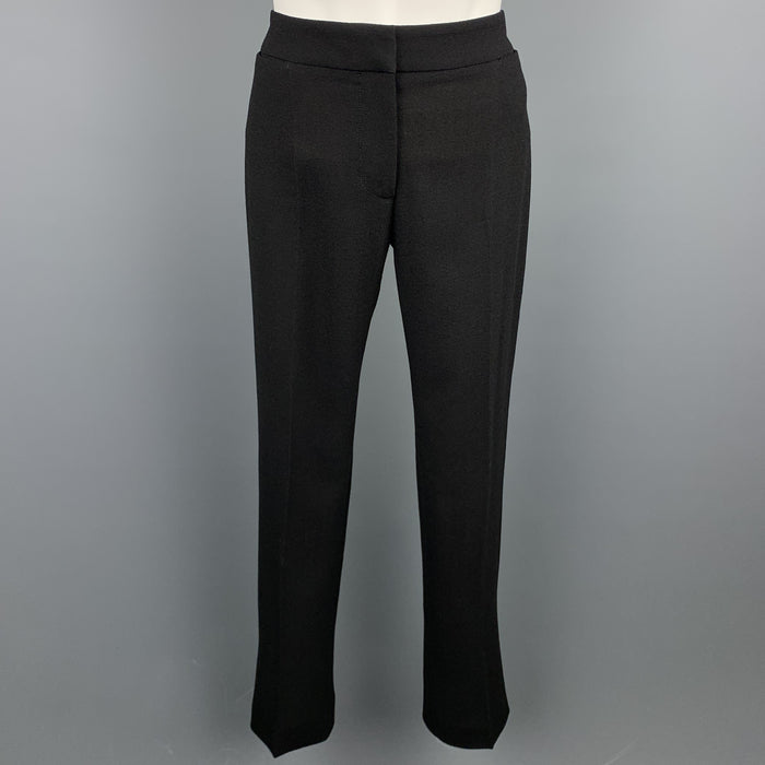 ALEXANDER MCQUEEN Size 2 Black Crepe Straight Leg Dress Pants