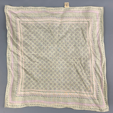 VINTAGE Pochette de costume en lin imprimé lilas vert