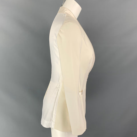 PORTS 1961 Size 0 Cream Wool Satin Trim Tuxedo Blazer