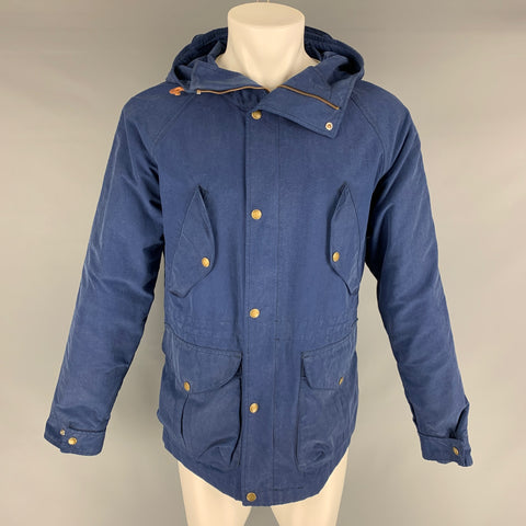 MANIFATTURA CECCARELLI Chest Size 40 Size 40 Blue Cotton / Nylon Hooded Jacket