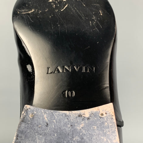 LANVIN Taille 10 Chaussures à lacets en cuir noir