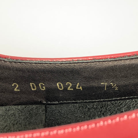 PRADA Size 7.5 Black Burgundy Two Toned Leather Square Toe Loafers