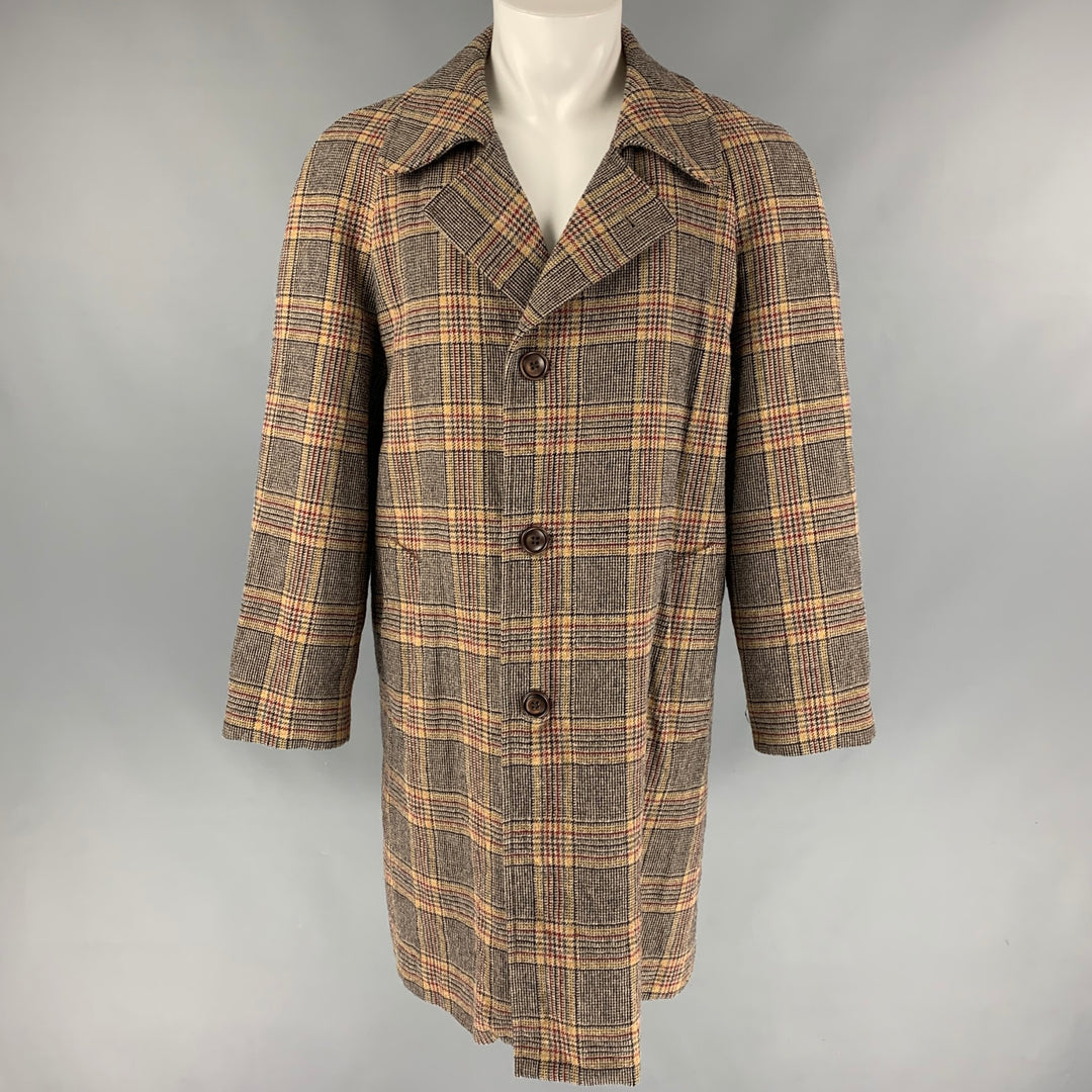 MARC JACOBS Size 38 Tan Plaid Wool Buttoned Coat