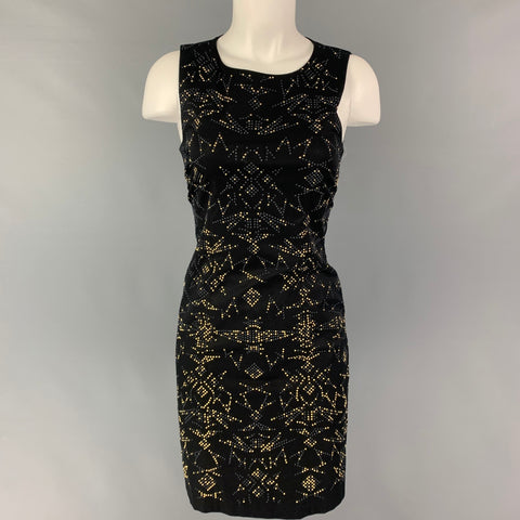 VERSACE JEANS Taille 4 Robe droite cloutée en coton noir