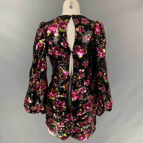 FOR LOVE & LEMONS Size XS Black & Pink Polyester Sequined Mini Dress
