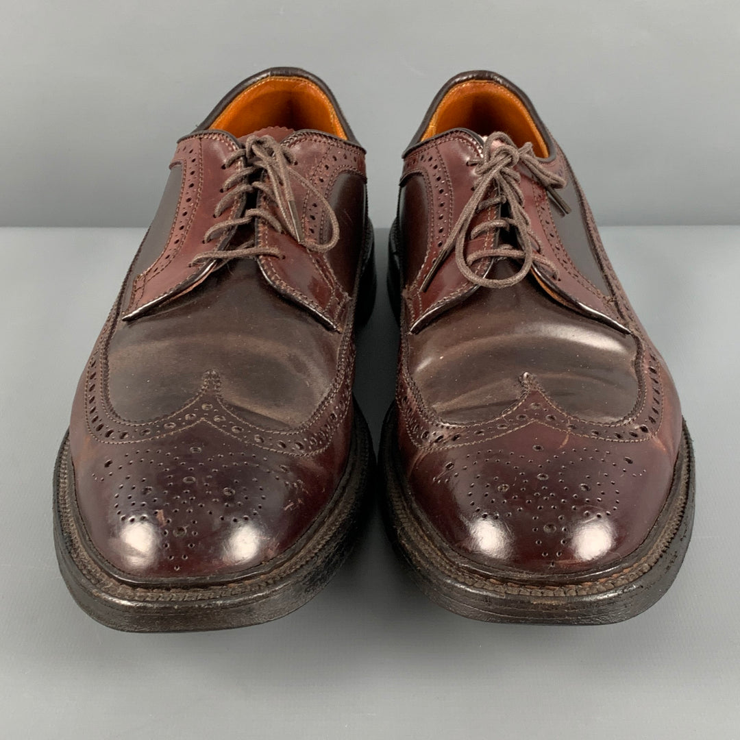 ALDEN Size 11 Brown Perforated Leather Wingtip Lace Up Shoes