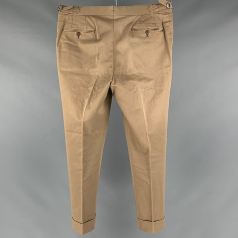 POMMELLA Taille 36 Pantalon habillé en coton uni kaki avec braguette boutonnée