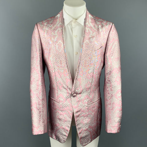 TOM FORD "Atticus" Size 38 Pink & Silver Snake Jacquard Viscose Blend Sport Coat