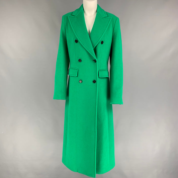 MSGM Size 6 Green Wool Blend Double Breasted Coat