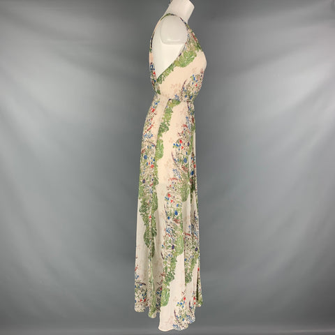 MAJE Size 0 Cream Multi-Color Polyester Floral Long Dress