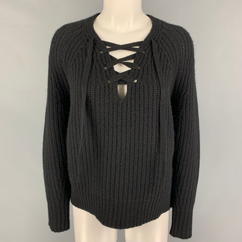 NILI LOTAN Taille XS Pull en grosse maille en cachemire noir