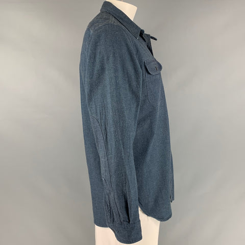RRL by RALPH LAUREN Size L Blue Cotton Long Sleeve Shirt