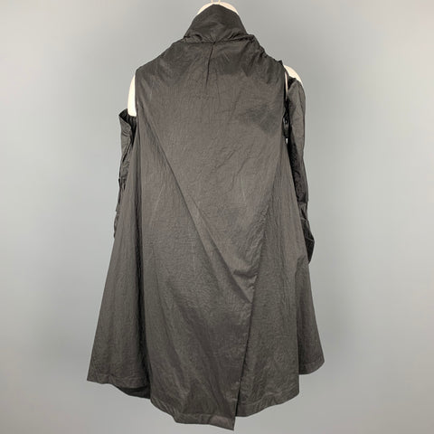 MASNADA Veste châle ouverte en nylon texturé noir taille unique