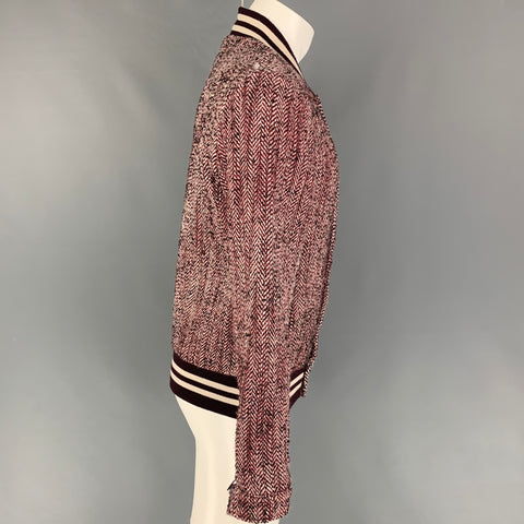 SCOTCH AND SODA Size M Burgundy Black White Herringbone Wool / Polyester Jacket
