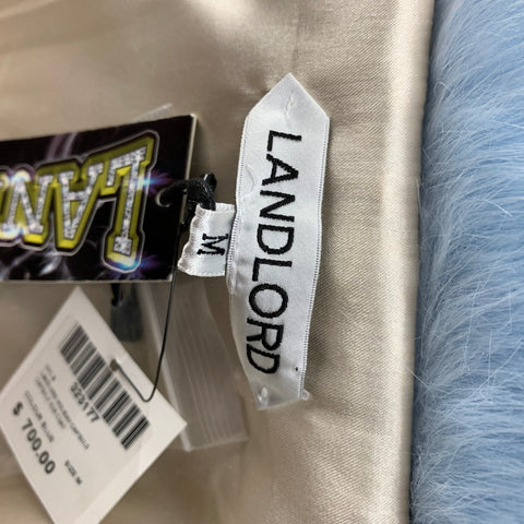 LANDLORD Size M Light Blue Textured Polyester Oversized Coat