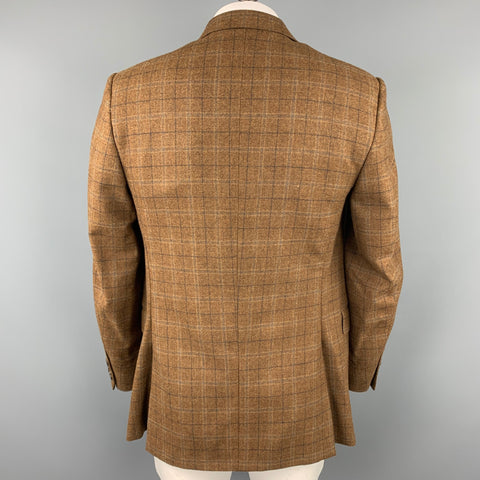 BURBERRY LONDON Size 42 Brown Plaid Wool / Cashmere Notch Lapel Sport Coat