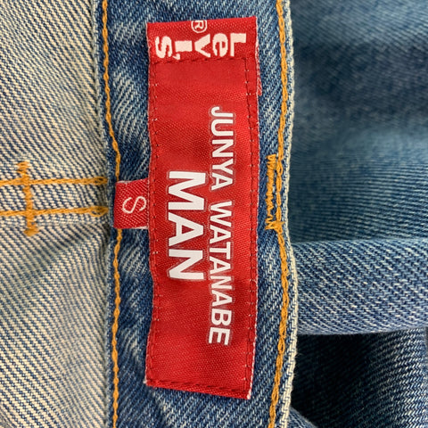 JUNYA WATANABE Size S Blue Black Red Cotton Wide-Leg Cropped Jeans