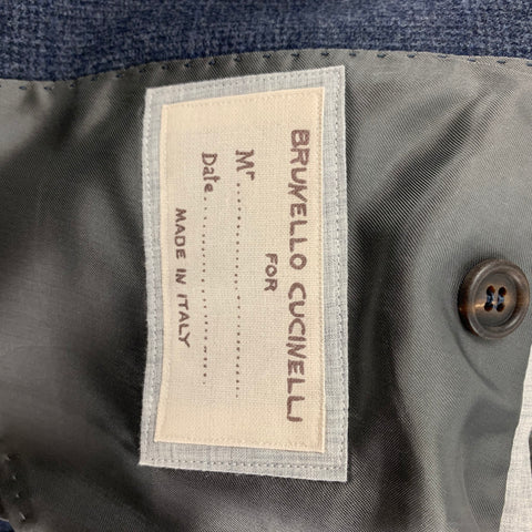 BRUNELLO CUCINELLI Size 40 Blue Glenplaid Wool Blend Sport Coat