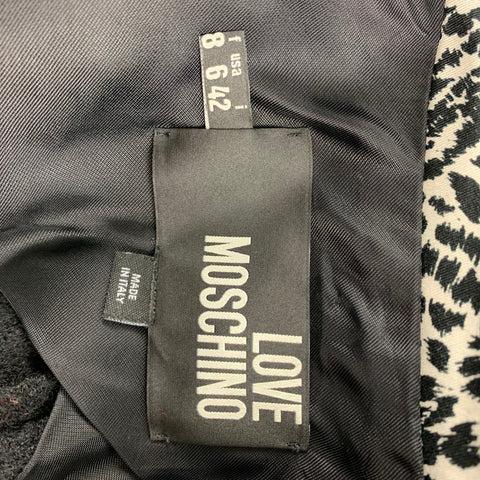 LOVE MOSCHINO Size 6 Black & White Studded Wool Jacket