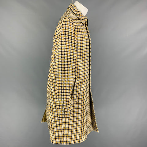MARNI Size 38 Yellow Black White Plaid Wool Blend Buttoned Coat