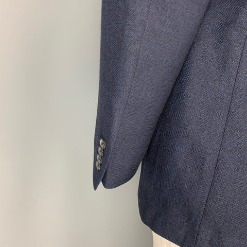 BROOKS BROTHERS Taille 48 Long Navy Silk Blend Manteau de sport à simple boutonnage
