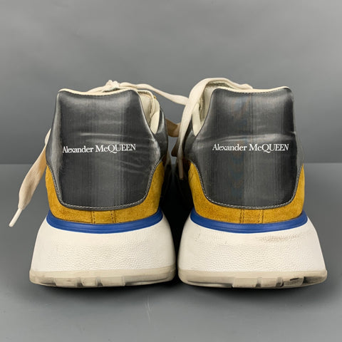 ALEXANDER MCQUEEN Size 11 Yellow Grey Color Block Nylon Sneakers