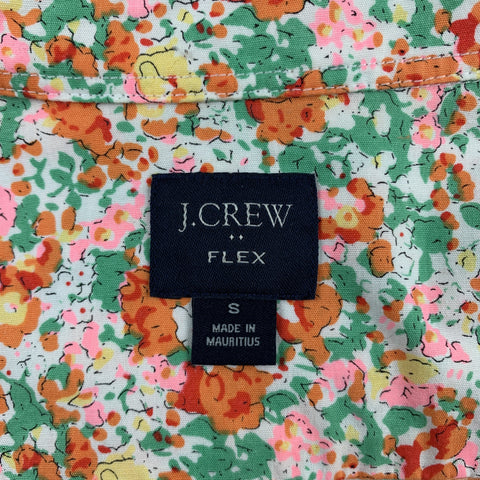 J CREW Size S Orange & Green Floral Cotton Button Down Short Sleeve Shirt
