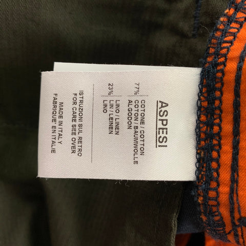 ASPESI Size 34 Navy Cotton Linen Zip Fly Casual Pants