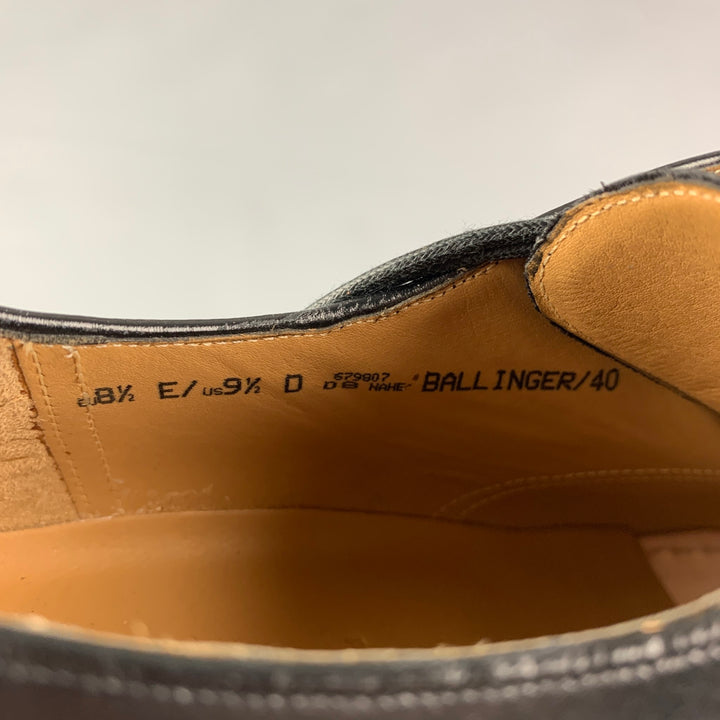 BALLY Size 9.5 Black Leather Cap Toe Lace Up Shoes