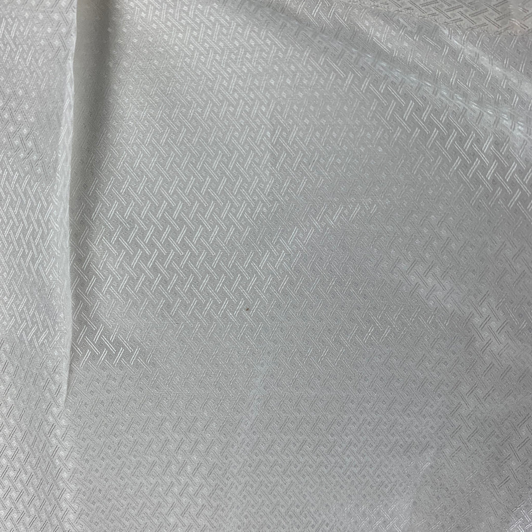 BRIONI Size XL Off White Jacquard Silk Cotton Tuxedo Long Sleeve Shirt