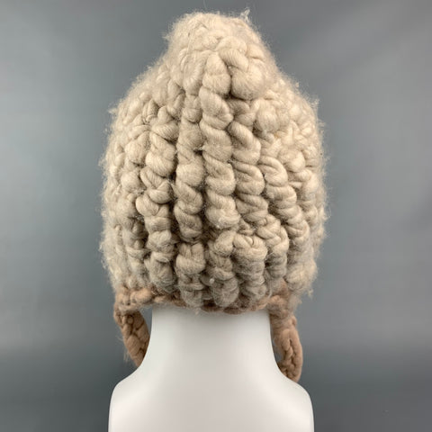 MISCHA LAMPERT Cream Knitted Wool Chunky Tails Hat