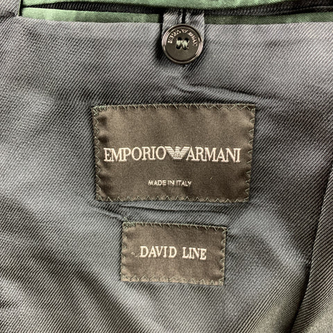 EMPORIO ARMANI 42 Regular Navy Wool Blend Peak Lapel Suit