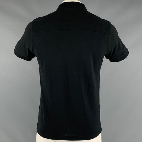 HUGO BOSS Size L Black Logo Cotton Polo