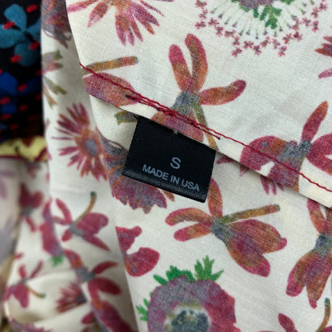 JONATHAN COHEN Size S Yellow Blue Graphic Silk Short Sleeve Glen Shirt