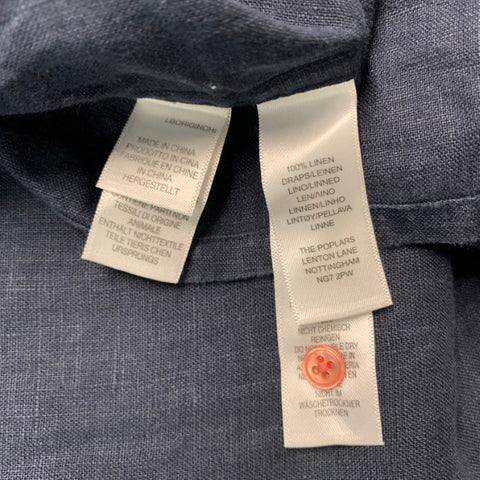 PAUL SMITH Size M Navy Linen Short Sleeve Shirt