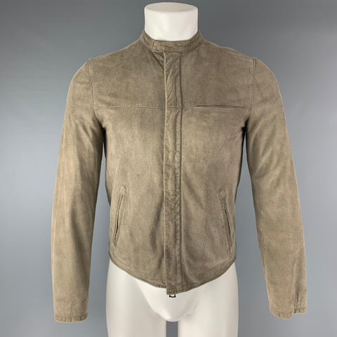 JOHN VARVATOS Chest Size S Size S Green Olive Pinstripe Suede Zip Up Jacket