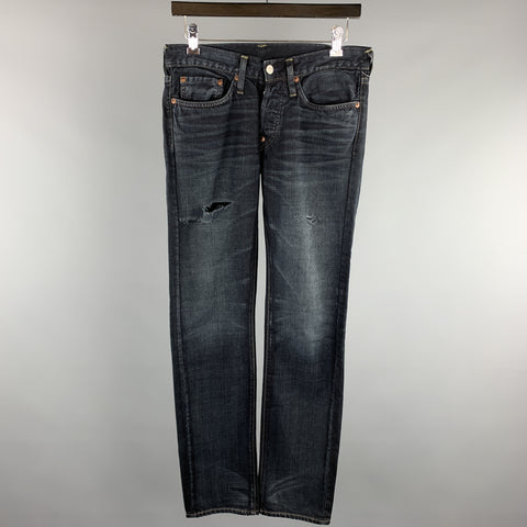Vaqueros con bragueta de botones de algodón lavado negro talla 30 de EVISU