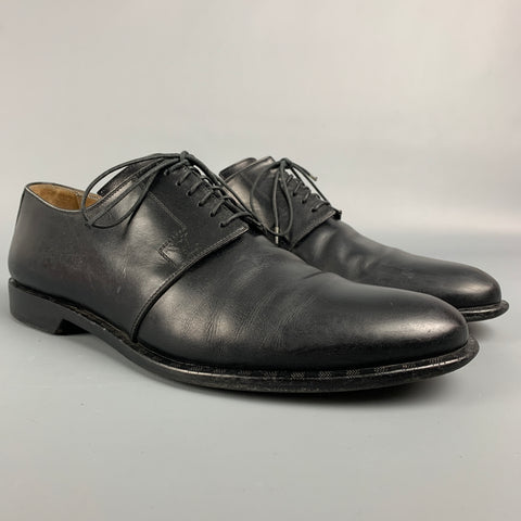LOUIS VUITTON Size 10 Black Leather Lace Up Shoes