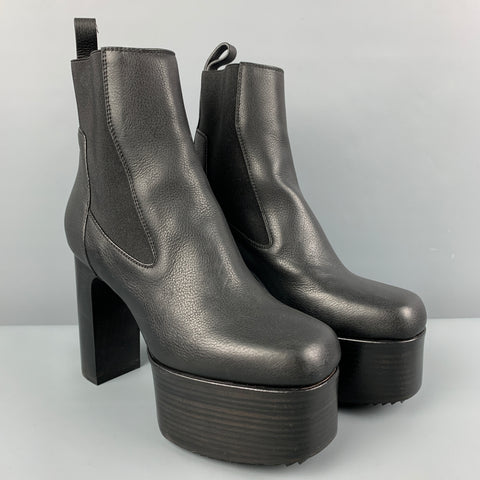 RICK OWENS Talla 7.5 Botas con plataforma de 65 mm de cuero negro