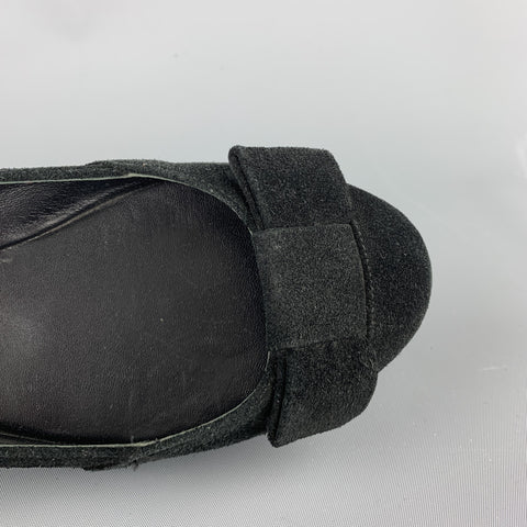 COLECCIÓN RALPH LAUREN Talla 7 Zapatos planos con lazo de ante negro
