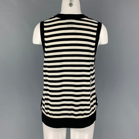 MARC JACOBS Size L Black White Cotton Blend Polka Dot Crew-Neck Vest