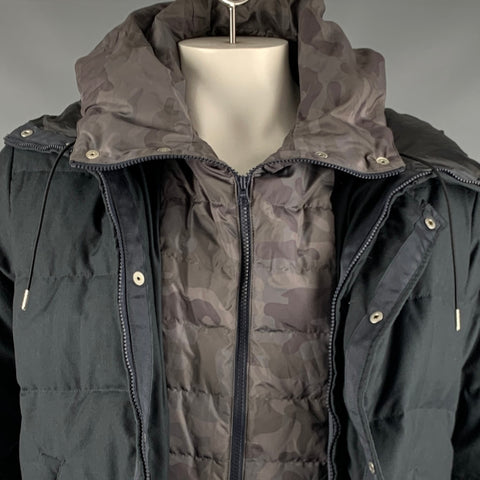 BEAMS Size XL Grey Taupe Mixed Fabrics Polyester Hooded Jacket