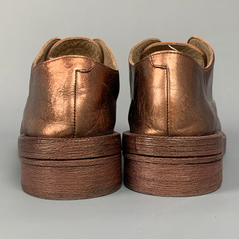 MARSELL Talla 7.5 Cordones planos de punta estrecha de cuero cobre