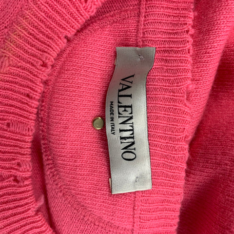 VALENTINO Size XS Pink Wool Cashmere Distressed Pink Is Punk Pullover
