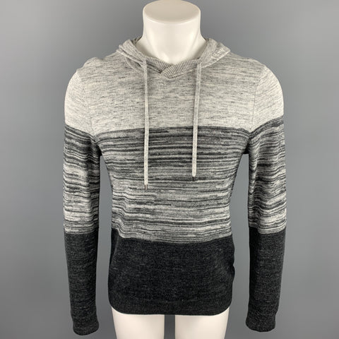 VINCE Talla S Sudadera con capucha de mezcla de algodón con bloques de color gris