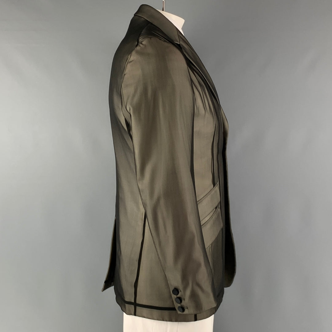 JOHN GALLIANO Size 42 Beige Black Silk 3 Button Sport Coat