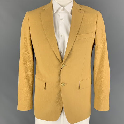 TODD SNYDER Size 40 Mustard Seersucker Cotton Sport Coat
