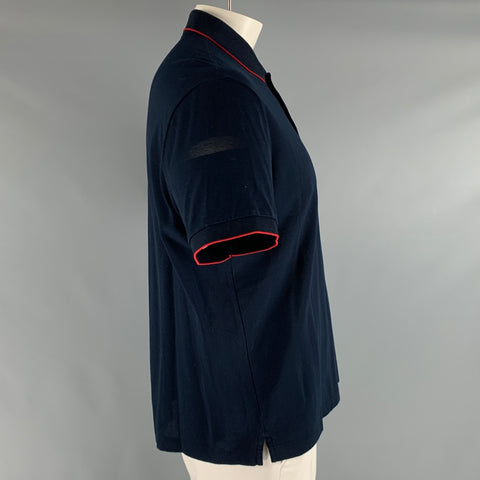 BURBERRY LONDON Size XL Navy Red Contrast Trim Short Sleeve Polo